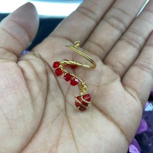 Double wrapped spiral ring  with Stone